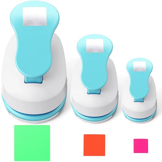 CHENGU 3 Pack Square Craft Hole Punch Corner to Corner 2, 1 and 5/8 Inch Punch by CHENGU