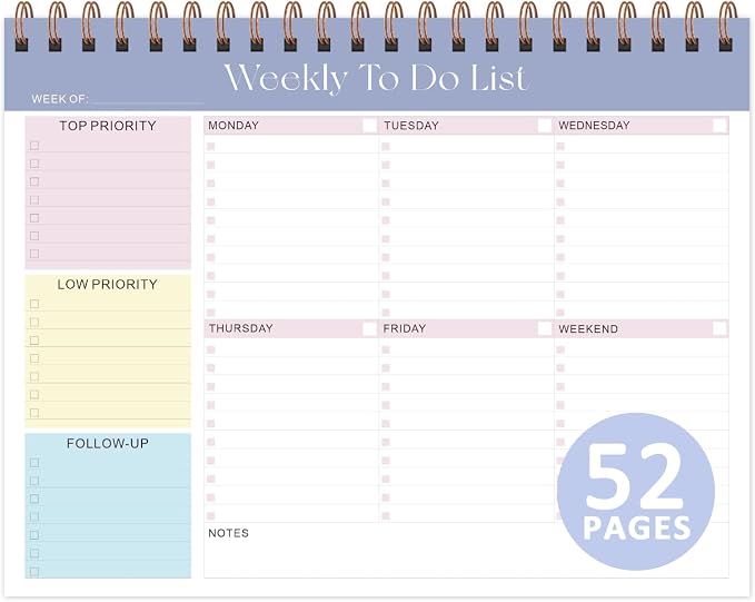 Weekly To Do List Notepad, Undated Planner by VALOME
