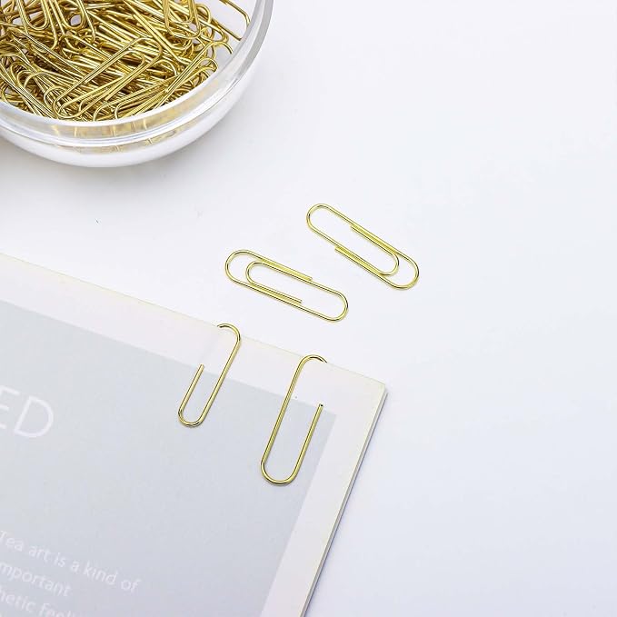 100pcs 28mm Gold Paper Clips Medium in White Marble Paper Clips Holder - Image 7