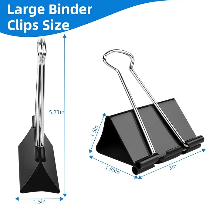 Jumbo Binder Clips 3 inch, 75mm Width, 10 Pack Extra Large Binder Clips - Image 3