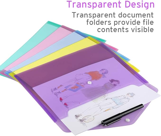 Sooez 20 Pack Folders Plastic Envelopes, Letter A4 Size Poly File Envelopes - Image 5