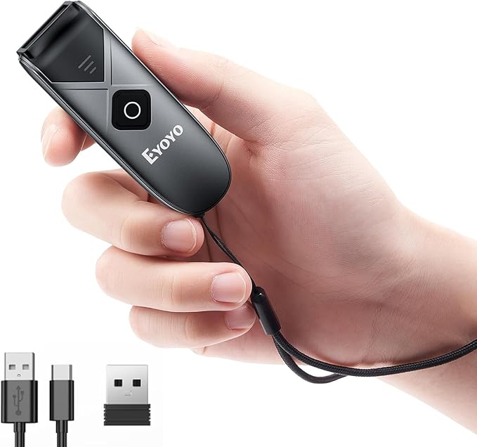 Eyoyo Bluetooth 2D&1D Barcode Scanner, Portable Wireless Mini Barcode Reader with 2.4G Wireless/Bluetooth/USB Wired Connection QR Code Scanner Compatible with Pad, Phone, Android, Tablet PC-DeskLoop Office