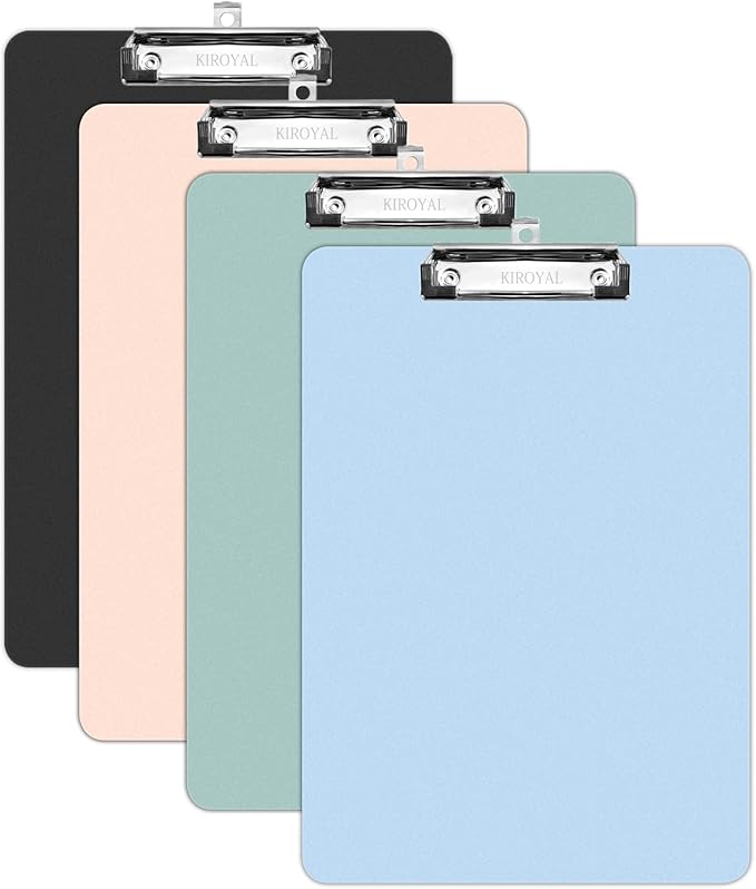 Clipboards 4 Pack Plastic Clipboards Letter Size, Durable Clipboard by KIROYAL
