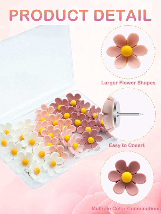 Cute Flower Push Pins, Map Pins Offices Schools Supplies - Image 4