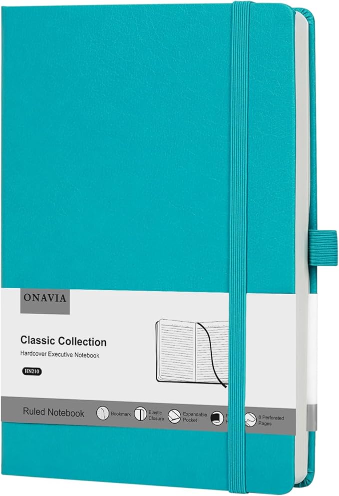 Lined Journal Notebooks for Work, Travel, College, A5 Size 100 GSM Thick Paper, Classic Ruled Journaling Notebook, Hardcover Notepad for Writing 160 Pages, 5.5 x 8.3 inch, Turquoise-DeskLoop Office