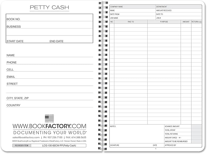 BookFactory Petty Cash Log Book/Petty Cash Record Book/Notebook/Journal - Image 2