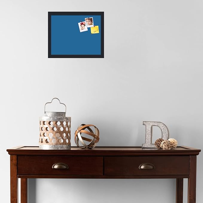 PinPix 15x12 Inch Cork Bulletin Board. This Decorative Framed Pin Board Comes with Navy Pastel Design and a Satin Black Frame. Ideal for Home Office Decor or Message Board (PinPix-1811)-DeskLoop Office