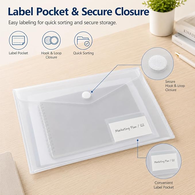 10 Pack Clear Folders for Documents Plastic Folders - Image 3