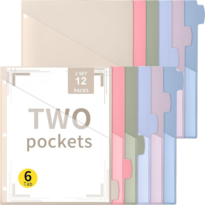Epakh 12 Pcs Binder Dividers for 3 Rings Binders Index Dividers by Epakh
