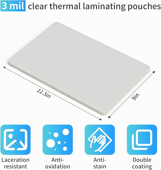 Laminating Sheets, (3 Mil) 50 Pack Thermal Laminating Pouches Holds 8.5 x 11 Inch,3 Mil Clear Laminator Paper 9 x 11.5 Inch, Letter Size, for Education,Documents, Certificate-DeskLoop Office