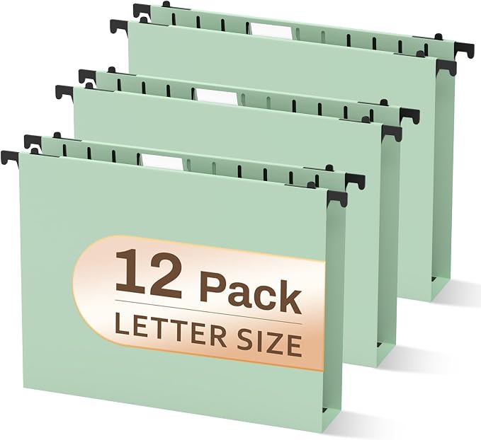 12 Pack 2 Inch Expansion Letter Size Hanging File Folders, Hanging Folder by PNETTCO