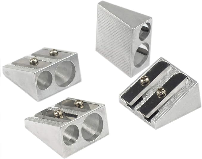 Pencil Sharpeners Manual Twin Metal Dual Sharpening Blade Double Holes by WEKOIL