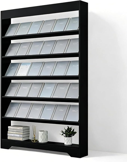 LHIUGE 6-Layer Brochure Display Rack, Freestanding Wooden Magazine Rack by LHIUGE
