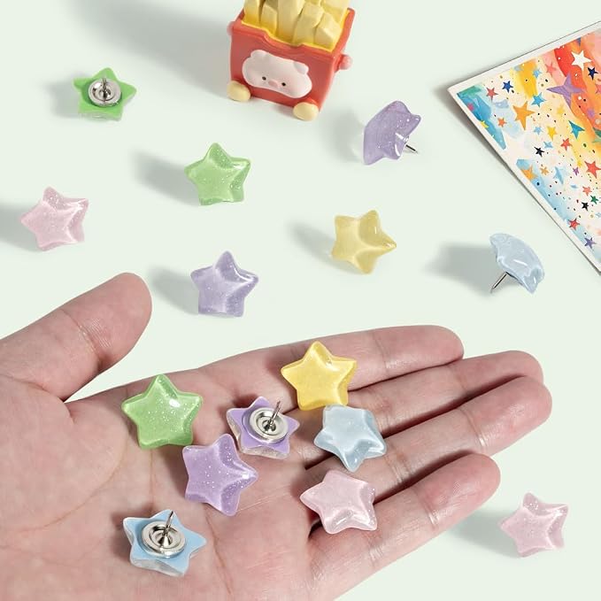 30Pcs Cute Star-Shaped Decorative Push Pins, Bulletin Board Tacks, Cork Board - Image 3