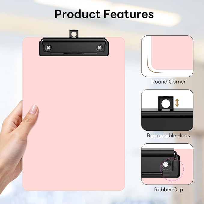 6 Pack Colorful Small Clipboard, A5 Mini Clip Board | Black Clip, 9 x 6" - Image 3