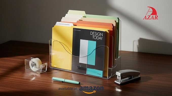 Azar Displays 250099 Three Tier File and Brochure Desktop Wall Organizer Holder - Image 5