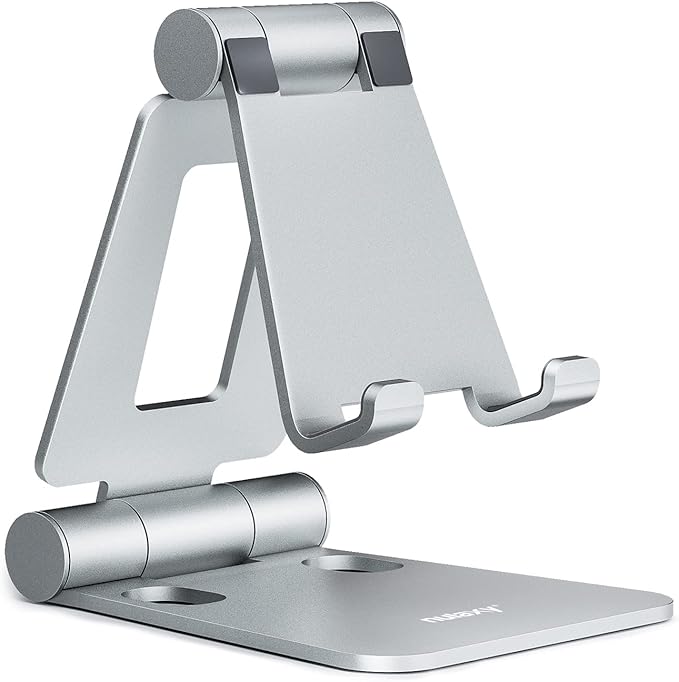 Nulaxy Dual Folding Cell Phone Stand, Fully Adjustable Foldable Desktop Phone by Nulaxy