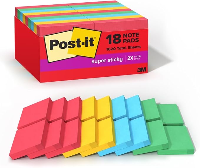 Post-it Super Sticky Notes, 18 Sticky Note Pads, 1.875 x 1.875 in., Back to by Unknown