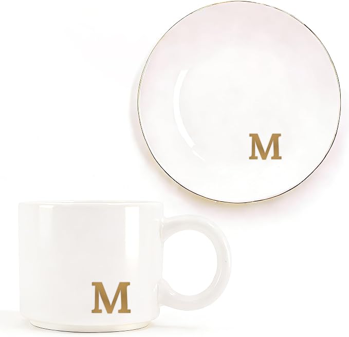 RainVibe Elegant Gift Set for Women – Personalized Monogram Ceramic Mug & by Unknown