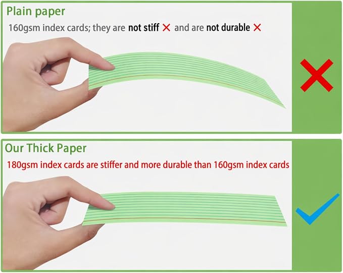 Colored Index Cards 3x5, 200 Pack, 180gsm Heavy Ruled Index Cards, Flash Cards - Image 2