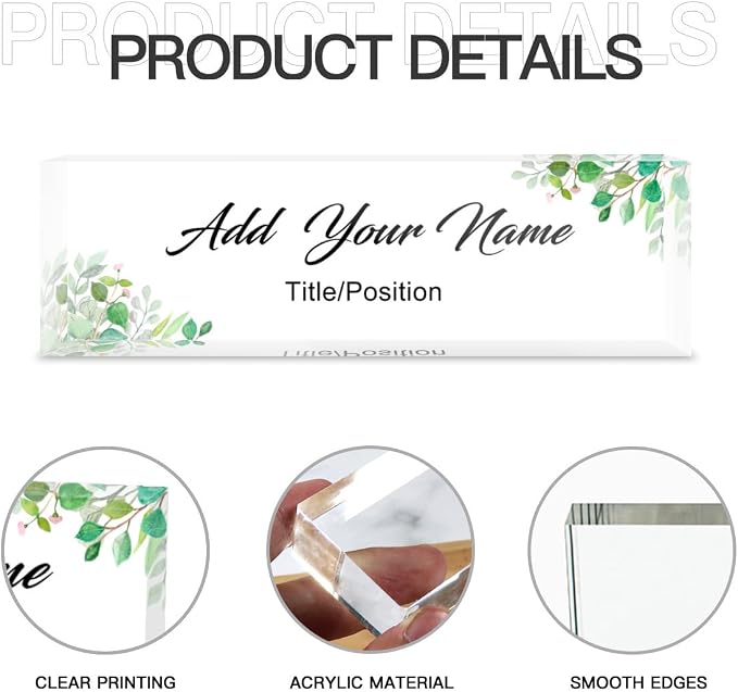 Custom Name Plate for Desk Personalized Acrylic Blocks Customizable Logo Name - Image 4