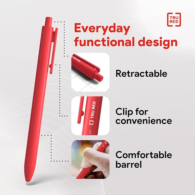 TRU RED Retractable Gel Pens, Medium Point 0.7mm, 12 Pack – Quick‑Dry Pens - Image 6
