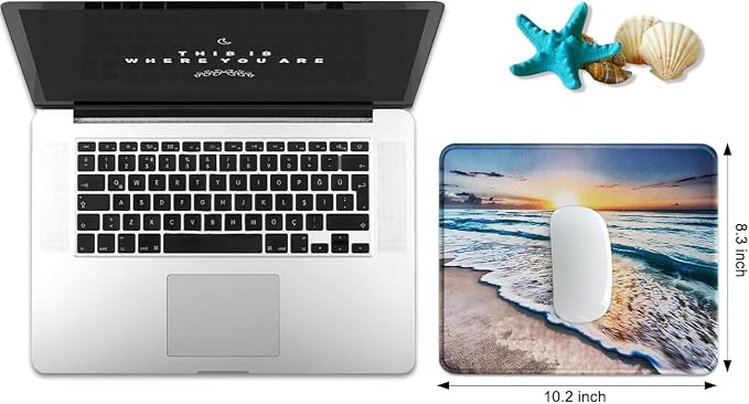 JIKIOU 3 Pack Mouse Pad with Stitched Edge, Portable Size-10.2x8.3in Beach | - Image 2