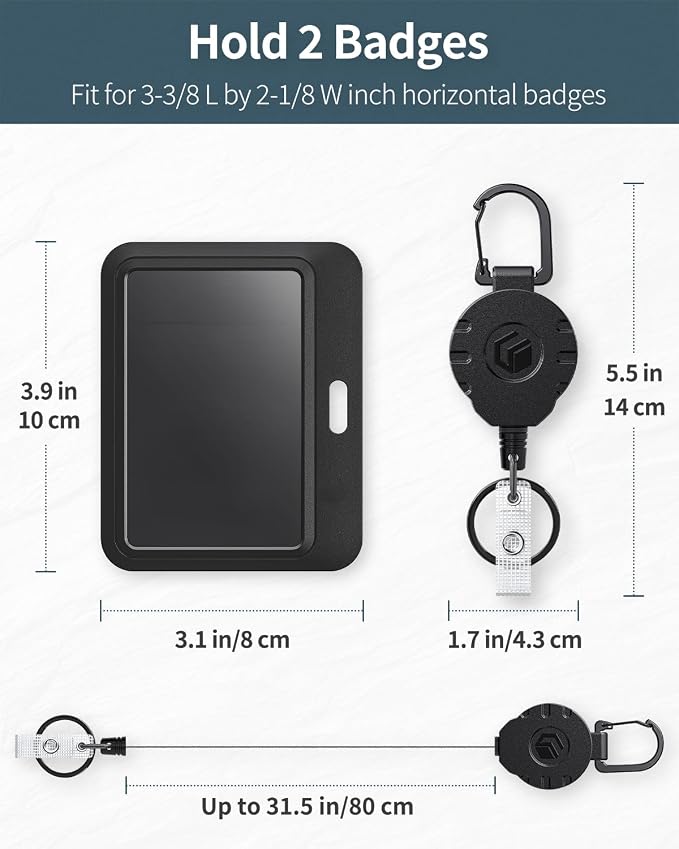 Uniclife 2 Pack Sliding Badge Holder Horizontal Hard Plastic Case - Image 7