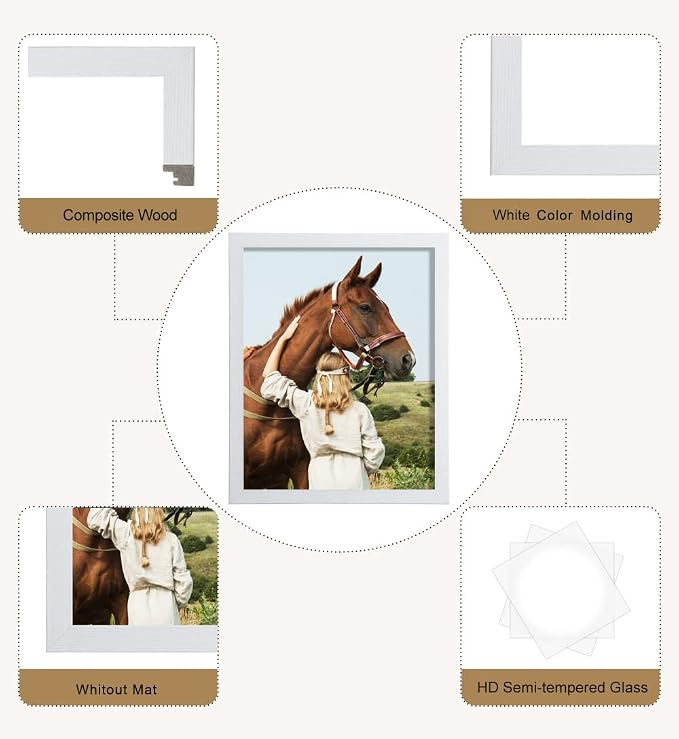 ELSKER&HOME 8x10 Picture Frame White Set of 6 Glass | Multi Photo Frames Collage - Image 6