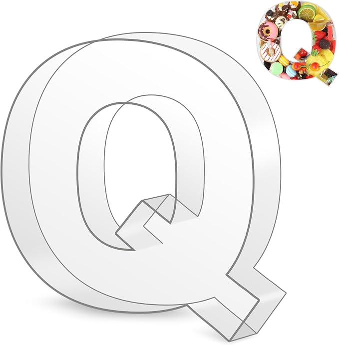 10" Q Clear Acrylic Letter Charcuterie Board Box, Reusable Fillable Decorative by Esmorah