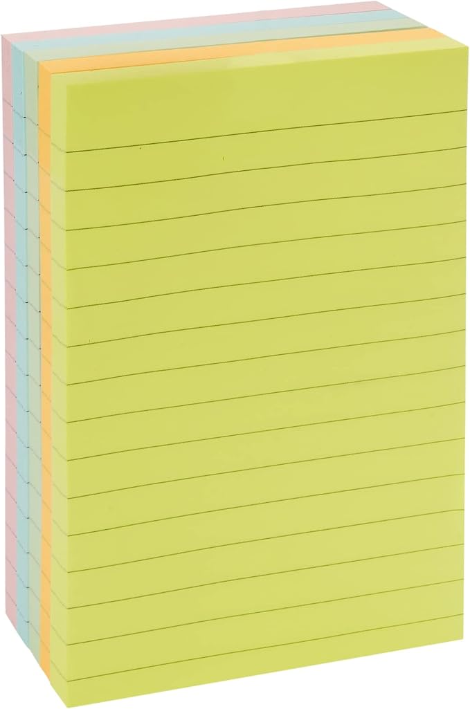Amazon Basics Lined Sticky Notes, 4x6" Self-Stick Pads - Image 4