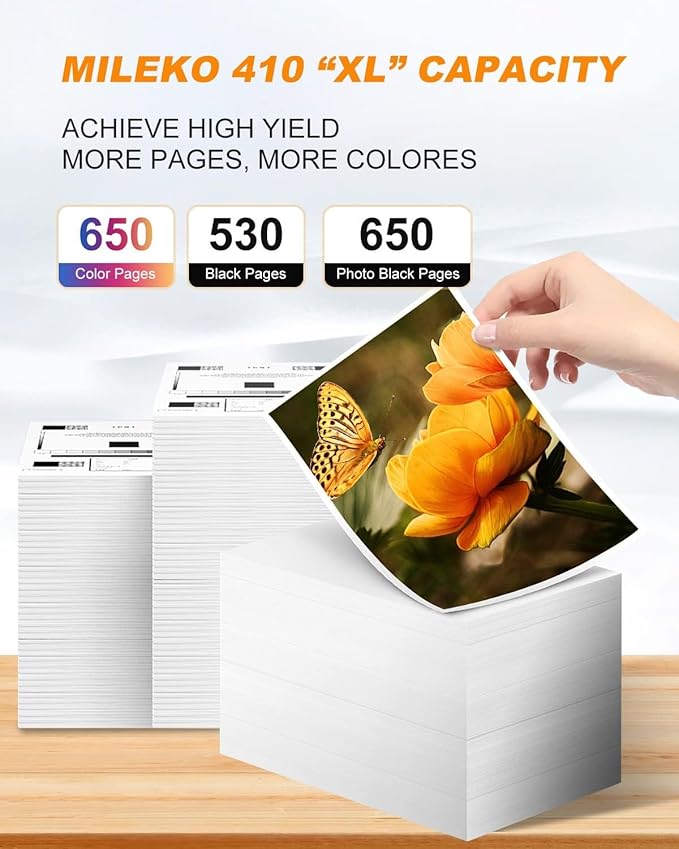 5 Pack 410XL Ink Cartridges for Epson 410 Ink Cartridges Combo Pack Remanufactured for Epson 410XL Works with Epson Expression XP-830 XP-7100 XP-640 XP-530 (Black, Cyan, Magenta, Yellow, Photo Black)-DeskLoop Office