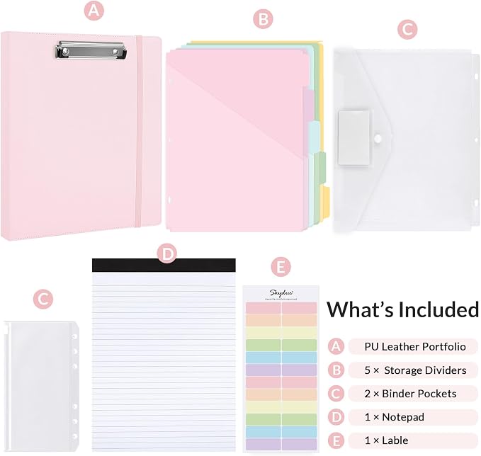 SKYDUE 3 Ring Binder with Clipboard, 13.2" × 10.2" Faux Leather 1 Inch Binder - Image 3