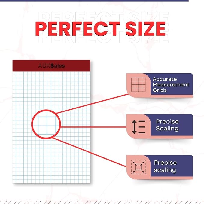 Grid Paper Pad 5x8 Inches, Graph Paper Pad 4x4, Grid Notepad, 24 Pack, 5x8 - Image 3
