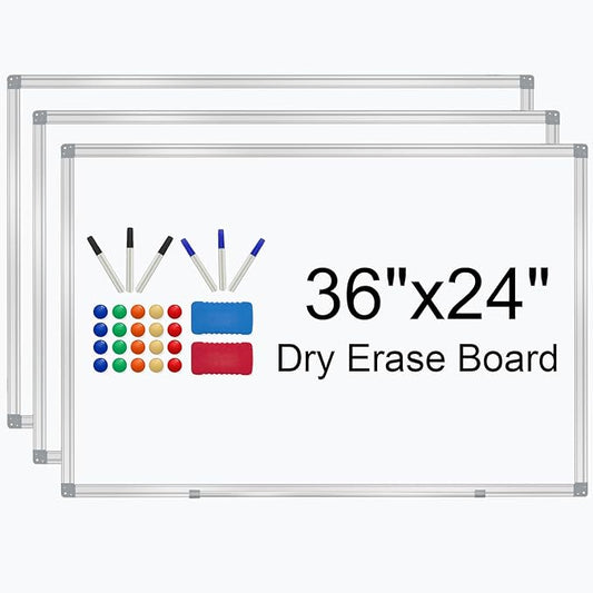 H-Qprobd 3' x 2' Whiteboard Dry Erase White Board for Wall 36x24 (3pcs) Magnetic Boards for Office Classroom & Home, Small Wall Whiteboard Including 6 Markers, 20 Magnets, 2 Erasers-DeskLoop Office