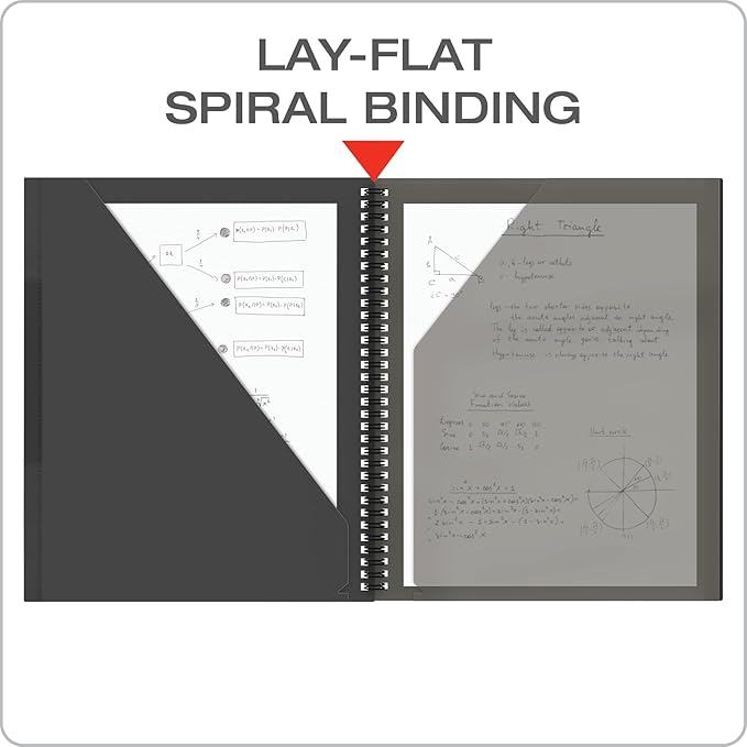 Oxford 10 Pocket Folder, Sturdy Plastic Spiral Portfolio, Anti-Tear Edges, 8 Pockets, 2 Diagonal Interior Pockets, Letter Size, Black (89332)-DeskLoop Office