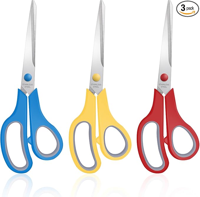 3 Packs 8" Sewing Craft Scissors Bulk, All Purpose Stainless Steel Scissors by Xnluothsk