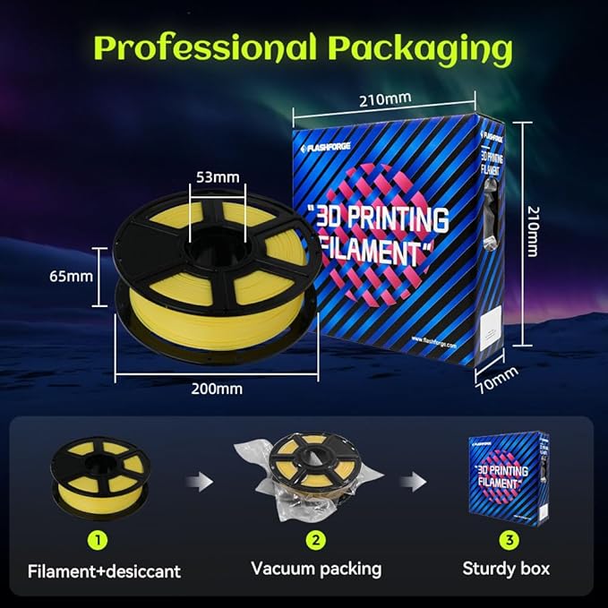 FLASHFORGE Glow in The Dark Rapid PLA Filament 1.75mm, High Flow Speedy 3D Printer Filament Luminous Yellow, Max 500mm/s High-Speed Printing, High Brightness and Long-Lasting Glowing Effect-DeskLoop Office