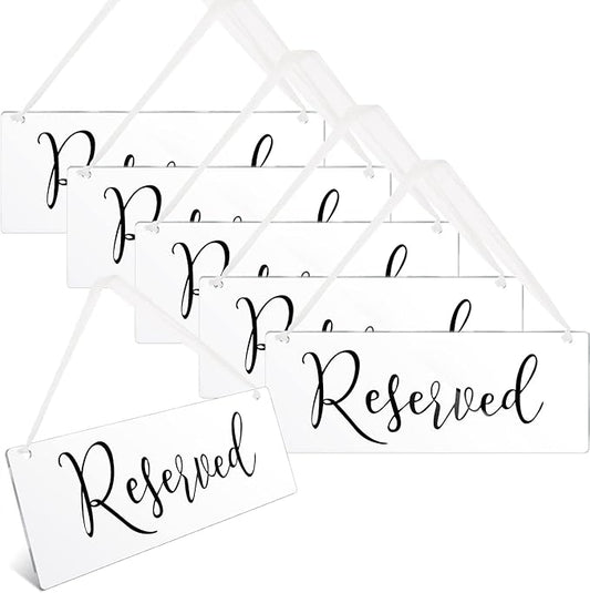 Blulu 6 Pcs Reserved Signs for Wedding Chairs Acrylic Tag Hanging by Blulu