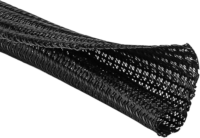 QCSIW 3/8" 50ft Braided Cable Sleeve Split Wire Loom Tubing – Expandable Cord by QCSIW