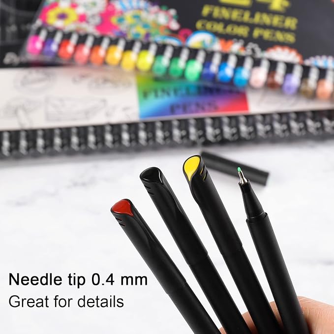 Dyvicl Journal Planner Pens Colored Pens, 24 Colors 0.4mm Fineliner Pen Set - Image 4
