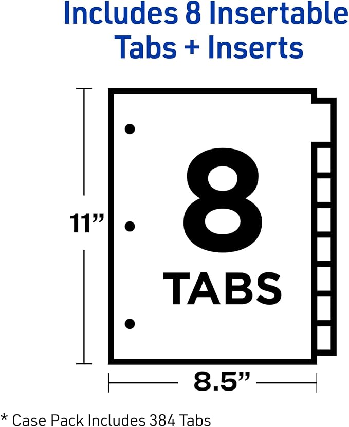 Avery Insertable Dividers for 3 Ring Binders, 8 Tabs per Set, Buff Paper - Image 5