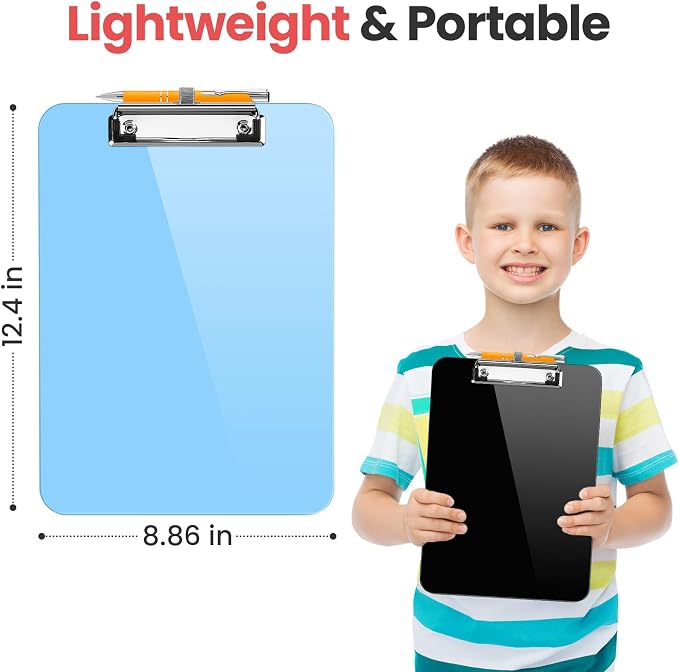 Sooez Plastic Clipboard with Pen Holder, Clip Boards 8.5x11 with Low Profile - Image 5