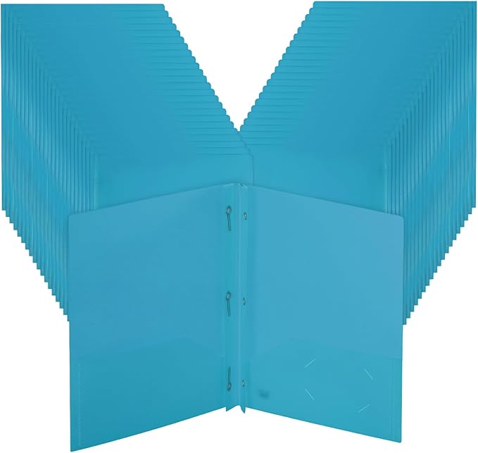 Mr. Pen- Plastic Folders with Pockets and Prongs, 48 Pack, Letter Size | Blue by MrPen