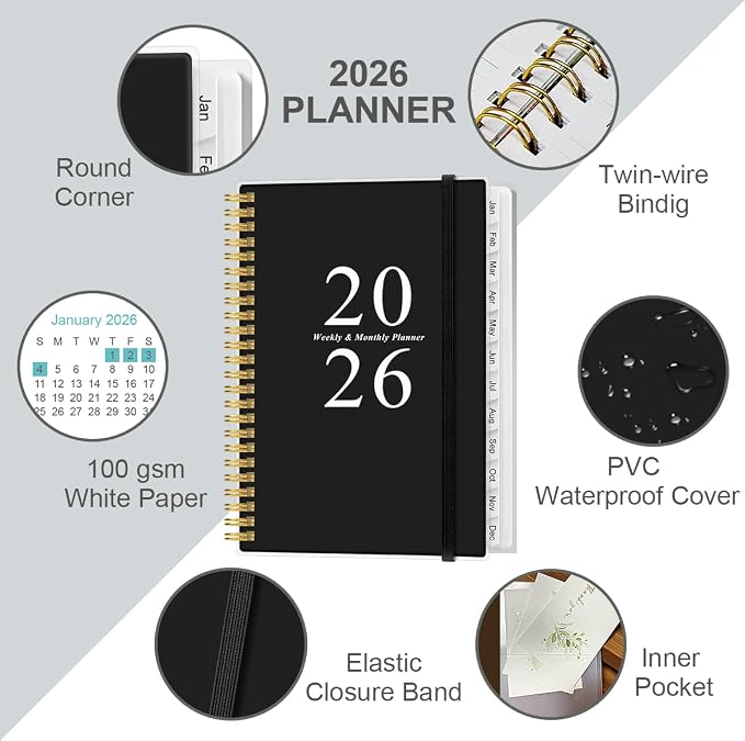 2026 Planner - A5 Weekly & Monthly Planners Spiral Bound, January 2026 - - Image 2