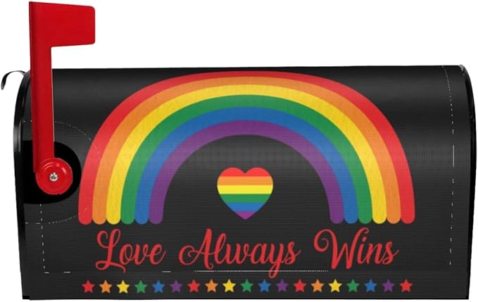 LGBT Pride Mailbox Covers, Love Always Wins Outdoor Magnetic Mailbox Cover by Yomane