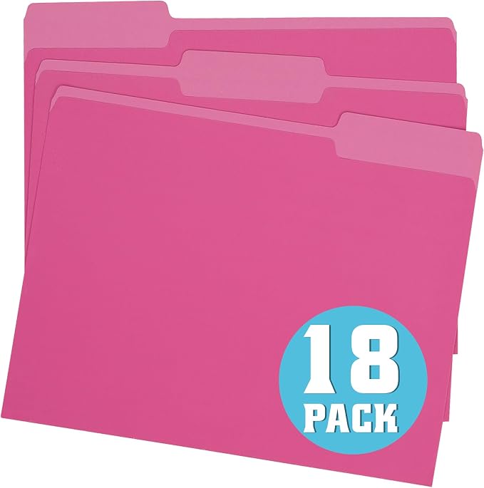 pmybupo Pink File Folders 8.5x11 Inch, 1/3 Cut Tab Colored File Folders Letter by pmybupo