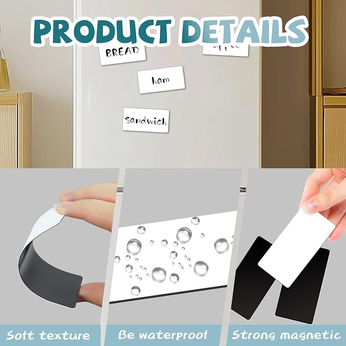 100 Pcs Blank Magnetic Labels, Reusable Dry Erase Magnetic Labels - Image 3