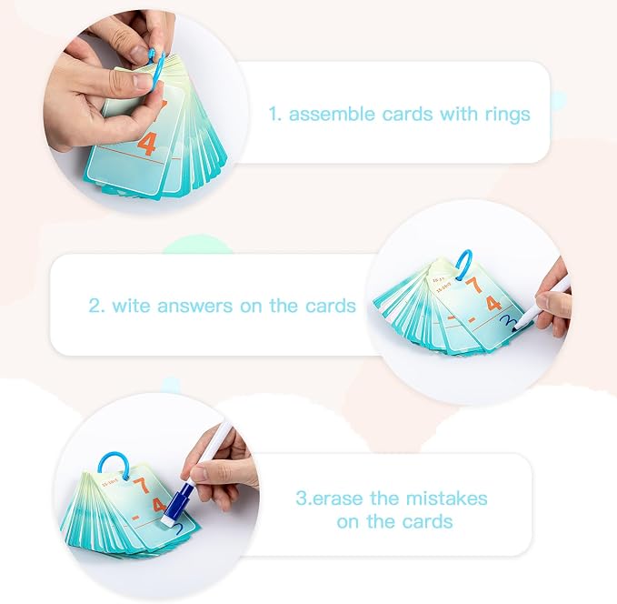 Alened Subtraction Flash Cards, Math Facts Flashcards 1-20, Math Manipulatives - Image 7