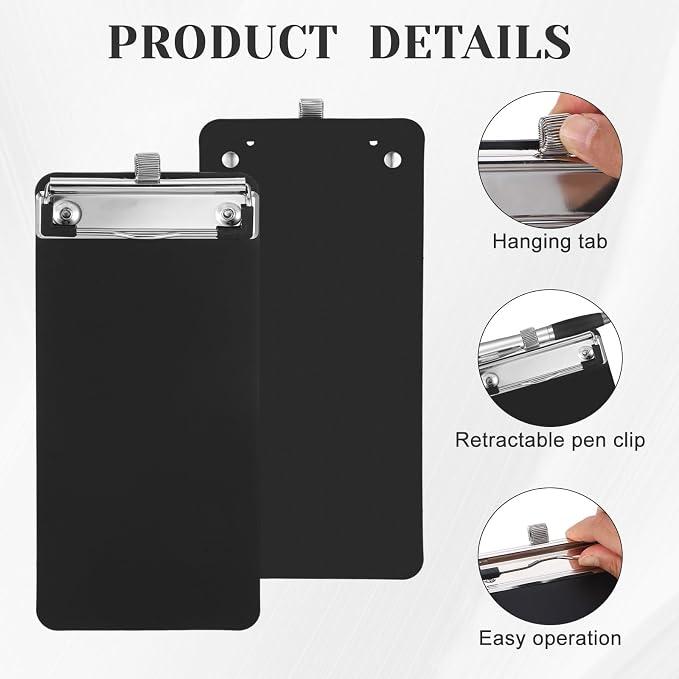 4 Pack Small Clipboards with Pen Holder 4X 8.66inch, Plastic Receipt Size Black - Image 3